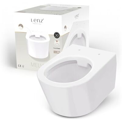 Lenz Spoelrandloze wandtoilet Melva in D-vorm, hygiënisch, reukloos en gemakkelijk te reinigen, superglad KeepClean-oppervlak, eenvoudige montage met Help Fix, diepspoeler, wit, 41030161 Lenz Spoelrandloze wandtoilet Melva in D-vorm, hygiënisch, reukloos en gemakkelijk te reinigen, superglad KeepClean-oppervlak, eenvoudige montage met Help Fix, diepspoeler, wit, 41030161