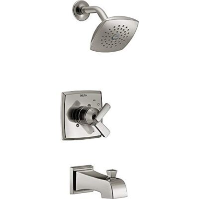 DELTA Faucet Ashlyn 17-serie enkele handgreep bad en douche trim kit, douchekraan met één-spray touch-clean douchekop, roestvrij T17464-SS (ventiel niet inbegrepen) DELTA Faucet Ashlyn 17-serie enkele handgreep bad en douche trim kit, douchekraan met één-spray touch-clean douchekop, roestvrij T17464-SS (ventiel niet inbegrepen)
