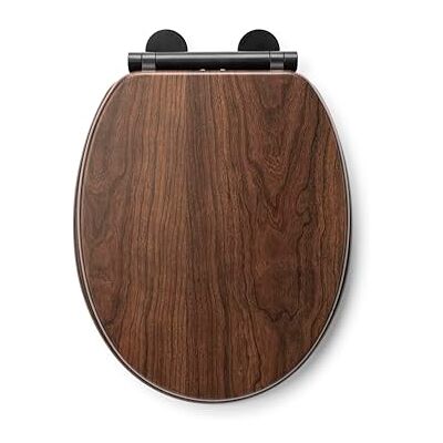 Croydex WL607077H Walnoot Effect & Zwart Scharnier Toiletbril, Bruin Croydex WL607077H Walnoot Effect & Zwart Scharnier Toiletbril, Bruin