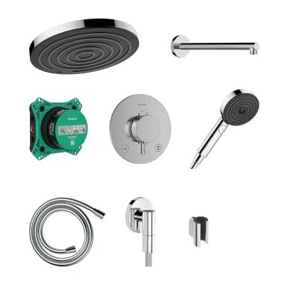 Hansgrohe Pulsify S Inbouw Doucheset met Thermostaat, EcoSmart, Chroom hoofddouche 260 mm, handdouche met 1 straaltype, Select-knop, max. 12,3 l/min, eenvoudige reiniging, wandmontage, 24624000 Hansgrohe Pulsify S Inbouw Doucheset met Thermostaat, EcoSmart, Chroom hoofddouche 260 mm, handdouche met 1 straaltype, Select-knop, max. 12,3 l/min, eenvoudige reiniging, wandmontage, 24624000