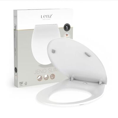 Lenz Jeno Slim 41040161 Toiletbril, ovale vorm, zacht sluitend, afneembaar voor reiniging, hygiënisch oppervlak, montage van bovenaf Lenz Jeno Slim 41040161 Toiletbril, ovale vorm, zacht sluitend, afneembaar voor reiniging, hygiënisch oppervlak, montage van bovenaf
