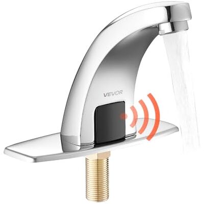 VEVOR Touchless badkamer wastafel kraan, automatische bewegingssensor toilet toiletkraan koud water met gat afdekplaat, batterij werkt voor 9,5 mm pijp commercieel toilet, verchroomd zilver, G233 VEVOR Touchless badkamer wastafel kraan, automatische bewegingssensor toilet toiletkraan koud water met gat afdekplaat, batterij werkt voor 9,5 mm pijp commercieel toilet, verchroomd zilver, G233