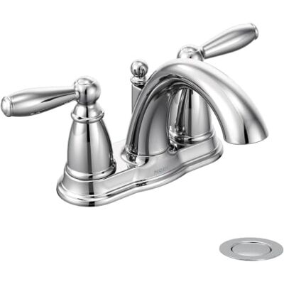 Moen 6610BN Brantford Brushed nickel two-handle high arc bathroom faucet with Drain Assembly, Brushed Nickel Moen 6610BN Brantford Brushed nickel two-handle high arc bathroom faucet with Drain Assembly, Brushed Nickel