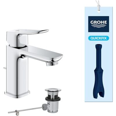 Grohe Dice eengreeps wastafelkraan met pop-up afvoerplug (S-maat 152 mm, 28 mm keramische cartridge, eenvoudig te monteren met de meegeleverde QuickTool), chroom, 1018560000 Grohe Dice eengreeps wastafelkraan met pop-up afvoerplug (S-maat 152 mm, 28 mm keramische cartridge, eenvoudig te monteren met de meegeleverde QuickTool), chroom, 1018560000