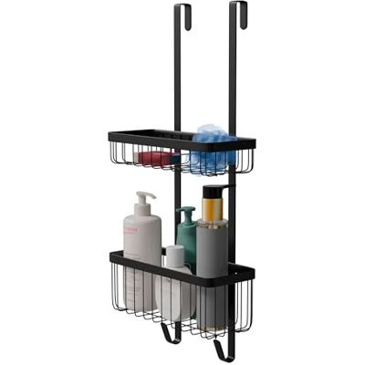 Amig Hangende douchecaddy 2-laags badkamerorganizer voor douchecabine Boorvrije mand voor douchegel, shampoo en badaccessoires Zwart Roestvrij staal Amig Hangende douchecaddy 2-laags badkamerorganizer voor douchecabine Boorvrije mand voor douchegel, shampoo en badaccessoires Zwart Roestvrij staal