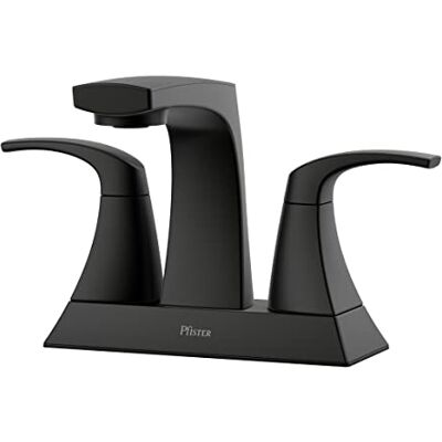 PFISTER Karci Matte Black 2-Handvat 4" Centerset WaterSense Badkamer Wastafel Kraan met Afvoer PFISTER Karci Matte Black 2-Handvat 4" Centerset WaterSense Badkamer Wastafel Kraan met Afvoer