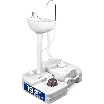 SereneLife Draagbare mobiele wastafel - 17L - Wit - Camping Handwasstation SereneLife Draagbare mobiele wastafel - 17L - Wit - Camping Handwasstation