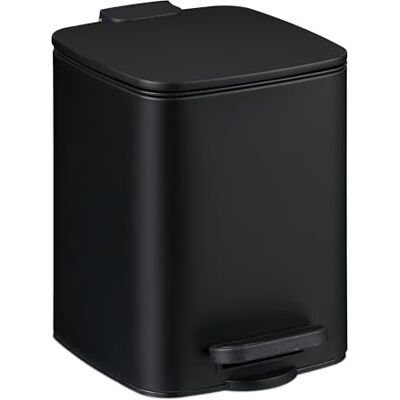 Relaxdays Cosmetiekemmer - Zwart - 6L - Softclose - Badkamer afvalbak Relaxdays Cosmetiekemmer - Zwart - 6L - Softclose - Badkamer afvalbak