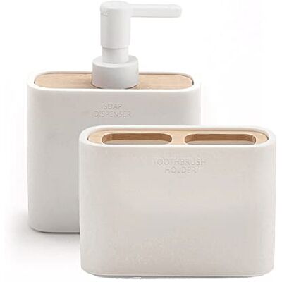 Set Melbourne zeepdispenser en tandenborstelhouder - Badkameraccessoires Set Melbourne zeepdispenser en tandenborstelhouder - Badkameraccessoires