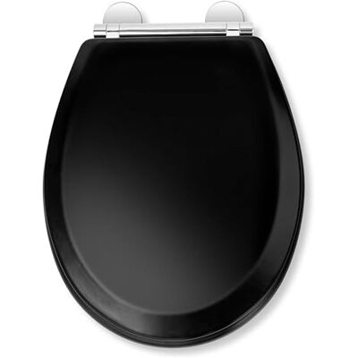 Croydex Lene, matzwarte toiletbril, softclose scharnieren, duurzaam gegoten hout, snelsluiting voor eenvoudige reiniging, verstelbare scharnieren voor alle gangbare toiletten, alle fittingen Croydex Lene, matzwarte toiletbril, softclose scharnieren, duurzaam gegoten hout, snelsluiting voor eenvoudige reiniging, verstelbare scharnieren voor alle gangbare toiletten, alle fittingen