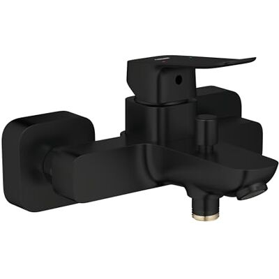 Grohe Dice opbouw bad-/douchekraan met automatische omsteller (wandmontage, metalen hendel, 35 mm keramische cartridge, geïntegreerde terugslagklep, uitloop met perlator), matzwart, 1018722430 Grohe Dice opbouw bad-/douchekraan met automatische omsteller (wandmontage, metalen hendel, 35 mm keramische cartridge, geïntegreerde terugslagklep, uitloop met perlator), matzwart, 1018722430