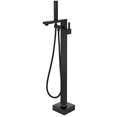 Wowkk Vrijstaande Bad Kraan Bad Filler Zwarte Floor Mount Badkamer Kranen Messing Enkele Handvat met Handdouche Wowkk Vrijstaande Bad Kraan Bad Filler Zwarte Floor Mount Badkamer Kranen Messing Enkele Handvat met Handdouche