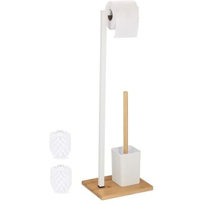 Relaxdays Wit/Natuurlijk Vrijstaande WC-borstelhouder - Badkameraccessoire Relaxdays Wit/Natuurlijk Vrijstaande WC-borstelhouder - Badkameraccessoire