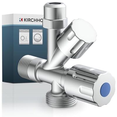 Kirchhoff Apparaten universele hoekventiel met vaatwasseraansluiting, ½ inch hoekregelventiel voor koudwaterleiding, aftapkraan wastafel badkamer, koud water armatuur 98480090, chroom Kirchhoff Apparaten universele hoekventiel met vaatwasseraansluiting, ½ inch hoekregelventiel voor koudwaterleiding, aftapkraan wastafel badkamer, koud water armatuur 98480090, chroom
