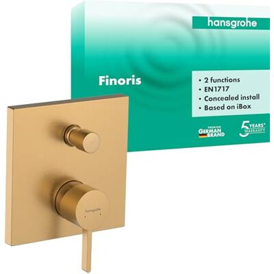 Hansgrohe Finoris Badkraan inbouw voor 2 functies met zekerheidscombinatie, Badmengkraan rechthoekig voor iBox universal, ééngreeps Badkraan, brushed bronze, 76416140 Hansgrohe Finoris Badkraan inbouw voor 2 functies met zekerheidscombinatie, Badmengkraan rechthoekig voor iBox universal, ééngreeps Badkraan, brushed bronze, 76416140