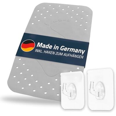 RIDDER Badmat, badmat Step ca. 38x72 cm, grijs, 100% TPE incl. 2 haken vrij van PVC, ftalaten, lood, latex TÜV getest Made in Germany RIDDER Badmat, badmat Step ca. 38x72 cm, grijs, 100% TPE incl. 2 haken vrij van PVC, ftalaten, lood, latex TÜV getest Made in Germany