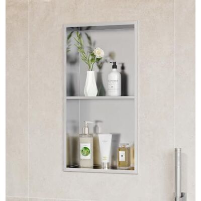 Neodrain Geen tegel douche niche, roestvrij stalen muur niche 13 "x 25 Geen Tegel Nodig Badkamer Niches, Verzonken douche nis met dubbele planken voor Badkamer Opslag, Waterproof & Sturdy Douche Neodrain Geen tegel douche niche, roestvrij stalen muur niche 13 "x 25 Geen Tegel Nodig Badkamer Niches, Verzonken douche nis met dubbele planken voor Badkamer Opslag, Waterproof & Sturdy Douche