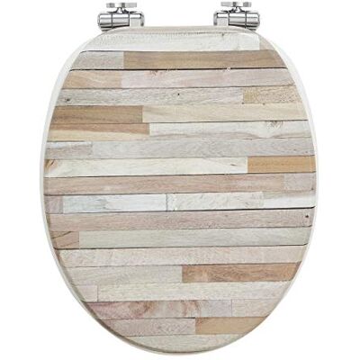 Wirquin Woody WC-bril van hout MDF, valrem, roestvrijstalen scharnieren Wirquin Woody WC-bril van hout MDF, valrem, roestvrijstalen scharnieren