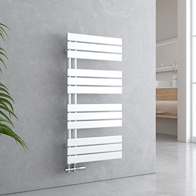 EMKE Badkamerradiator plat 1041x500 mm wit, handdoekwarmer voor badkamer handdoekdroger, paneel handdoekhouder zijaansluiting voor water 529W EMKE Badkamerradiator plat 1041x500 mm wit, handdoekwarmer voor badkamer handdoekdroger, paneel handdoekhouder zijaansluiting voor water 529W
