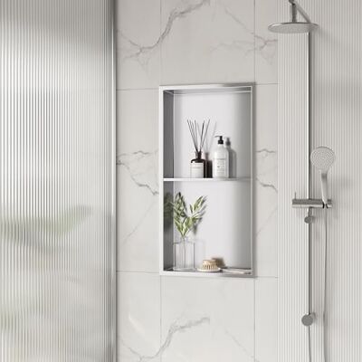 Neodrain Geen tegel douche niche, roestvrij stalen muur niche 13 "x 25 Geen Tegel Nodig Badkamer Niches, Verzonken douche nis met dubbele planken voor Badkamer Opslag, Waterproof & Sturdy Douche Neodrain Geen tegel douche niche, roestvrij stalen muur niche 13 "x 25 Geen Tegel Nodig Badkamer Niches, Verzonken douche nis met dubbele planken voor Badkamer Opslag, Waterproof & Sturdy Douche