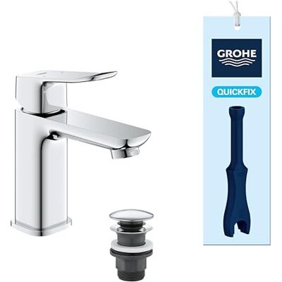 Grohe Dice eengreeps wastafelkraan met pop-up afvoerplug (S-maat 152 mm, 28 mm keramische cartridge, eenvoudig te monteren met de meegeleverde QuickTool), chroom, 1018570000 Grohe Dice eengreeps wastafelkraan met pop-up afvoerplug (S-maat 152 mm, 28 mm keramische cartridge, eenvoudig te monteren met de meegeleverde QuickTool), chroom, 1018570000