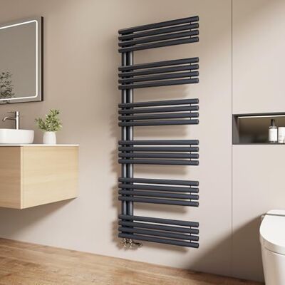 EMKE Ronde buizen badkamerradiator 153 x 60 cm, handdoekradiator zijaansluiting badkamerradiator handdoekhouder handdoekverwarmer handdoekdroger handdoek radiator badkamer antraciet 933W EMKE Ronde buizen badkamerradiator 153 x 60 cm, handdoekradiator zijaansluiting badkamerradiator handdoekhouder handdoekverwarmer handdoekdroger handdoek radiator badkamer antraciet 933W