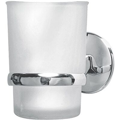 FACKELMANN Vision 86763 Glas met Houder H 9,5 x B 7 x D 11,5 cm Glanzend Bovenoppervlak Verchroomd FACKELMANN Vision 86763 Glas met Houder H 9,5 x B 7 x D 11,5 cm Glanzend Bovenoppervlak Verchroomd