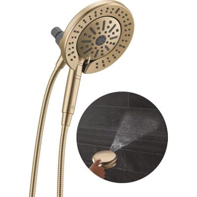 DELTA 6-Setting In2ition 2-in-1 Dual Shower Head with Handheld High Pressure ProClean Spray, Brushed Gold Detachable Shower Head with Hose, 1.75 GPM Flow Rate, Champagne Bronze 75655CZ DELTA 6-Setting In2ition 2-in-1 Dual Shower Head with Handheld High Pressure ProClean Spray, Brushed Gold Detachable Shower Head with Hose, 1.75 GPM Flow Rate, Champagne Bronze 75655CZ