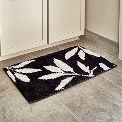 InterDesign iDesign 17410EU Leaves tapijt 86 x 53 cm, zwart/wit InterDesign iDesign 17410EU Leaves tapijt 86 x 53 cm, zwart/wit