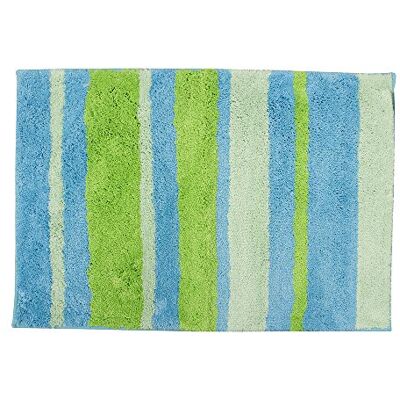 InterDesign iDesign 60 x 90 cm Microfiber Stripz tapijt, blauw/groen InterDesign iDesign 60 x 90 cm Microfiber Stripz tapijt, blauw/groen