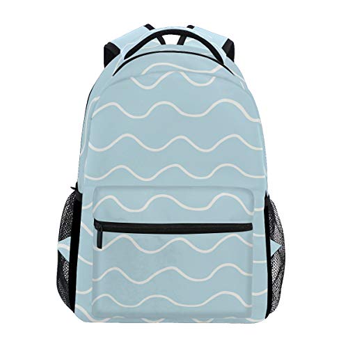 FANTAZIO Rugzakken Wavy Line Schooltas weven Dagrugzak met rits