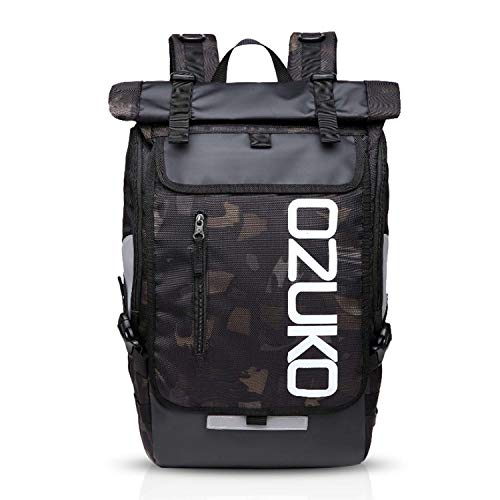 FANDARE Rugzak voor laptop 15,6 inch laptop bergbeklimmen rugzak dagrugzak schooltas heren dames polyester, Camo, L, Vrijetijdsrugzak