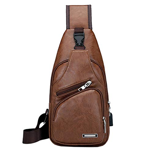 Xieben Leren Sling Bag Rugzak voor Heren Dames Outdoor Reizen Crossbody Schouder Borst Dagrugzak Rugzakken Dagrugzakken