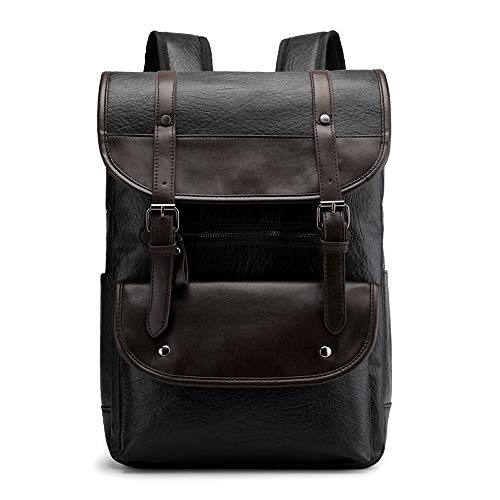 SUKORI Rugzak Heren Leer Daypack, Rugzak, Heren reisrugzak grote capaciteit tas, Laptop rugzak, School rugzak, Notebook Backpack, Everyday Job met Laptop 15 inch laptop rugzak (Color : Schwarz)