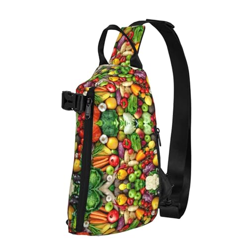 MQGMZ Verse Fruit En Groenten Print Veelzijdige Crossbody Rugzak Reizen Cross Bag Sling Bag Casual Voor Reizen, Verse groenten en fruit, One Size