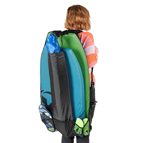 Yello Multifunctionele bodyboardtas, strandtas, met waterdichte achterkant, tot 42" Bodyboard rugzak, zwart