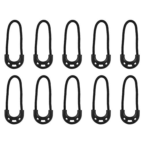 Alomejor 10pcs EDC Zwarte Kleine Rits Trekt Met Nylon Koord Voor Rugzak, Reispakketten, Kleding,