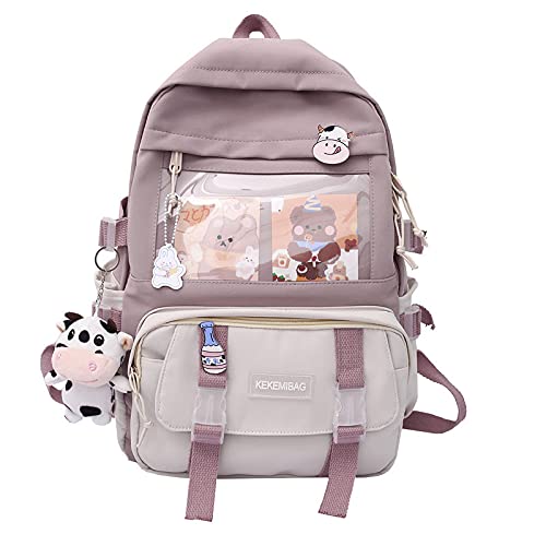 HOKOKO Kawaii Rugzak met Kawaii Accessoires Grote Capaciteit Student Rugzak Leuke Rugzak voor Vrouwelijke Middelbare School Studenten Junior Middelbare School Studenten Middelbare School Studenten