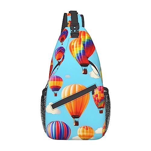 NEZIH Sling tas voor dames heren: warme lucht kleurrijke ballonnen crossbody sling rugzak schoudertas borsttas voor reizen, Heteluchtballonnen, One Size