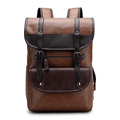 SUKORI Rugzak Heren Leer Daypack, Rugzak, Heren reisrugzak grote capaciteit tas, Laptop rugzak, School rugzak, Notebook Backpack, Everyday Job met Laptop 15 inch laptop rugzak (Color : Brown)