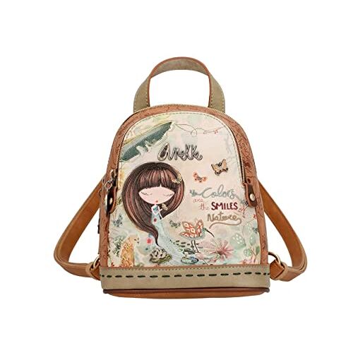 Anekke Mini-rugzak voor dames van kunstleer met dubbel vak rugzak met handvat Amazonia accessoires en accessoires voor dames 17 x 20 x 9 cm, Meerkleurig, One Size