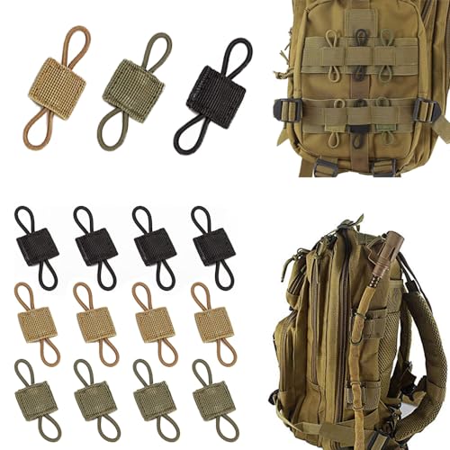 kuyi 15 stuks Molle-systeem, accessoires voor tactische rugzak, vest, accessoires voor tactische rugzak, outdoor, Molle-tas, gesp, elastisch touw, riem, gesp, outdoor-rugzakaccessoires, zwart, kaki,