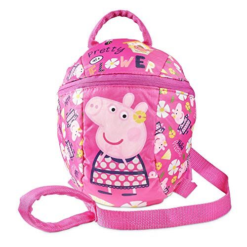 Peppa Pig Rugzak met teugels – Peuter Baby Kids Meisjes Rugzak met afneembare veiligheidsteugels voor ouderlijk toezicht, roze, 32 cm, Rugzak voor kinderen