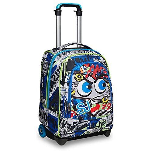 SJ GANG STYLE JAM GANG Sj Gang Big Trolley Facce, blauw, 2-in-1 met cross-oversysteem, school en vrije tijd