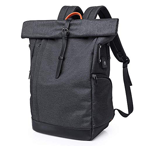 Baulanna Laptop Rugzak Tas College Rugzak School Rugzak Daypack Mode Rugzak Roll Top Rugzak, zwart, B-zwart