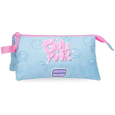 MOVOM Power Girl drievoudig pennenetui, blauw, 22 x 12 x 5 cm, polyester MOVOM Power Girl drievoudig pennenetui, blauw, 22 x 12 x 5 cm, polyester