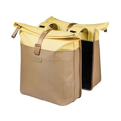 Basil Vive Dubbele tas, MIK-compatibel, 28-35 liter, robuust, geel/zwart Basil Vive Dubbele tas, MIK-compatibel, 28-35 liter, robuust, geel/zwart