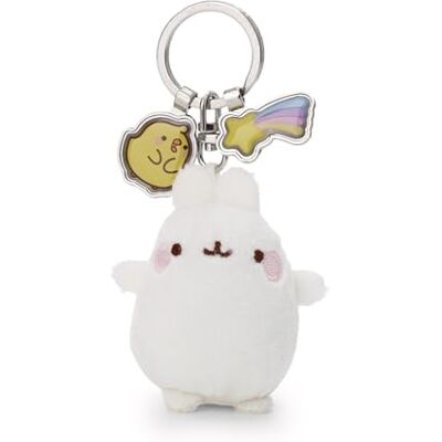 NICI 62215 Sleutelhanger, Molang, 6 cm, wit, trouwe metgezel van pluche voor rugzak of tas, sleutelhouder voor klein en groot NICI 62215 Sleutelhanger, Molang, 6 cm, wit, trouwe metgezel van pluche voor rugzak of tas, sleutelhouder voor klein en groot