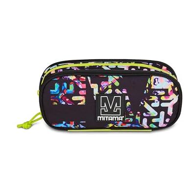 Mitama Pennenetui voor school, ritssluiting, zwart, pennenetui met drievoudig vak, compleet met schrijfwaren, accessoires rugzak, middelbare school en middelbare school, jongens en meisjes, Zwart Mitama Pennenetui voor school, ritssluiting, zwart, pennenetui met drievoudig vak, compleet met schrijfwaren, accessoires rugzak, middelbare school en middelbare school, jongens en meisjes, Zwart