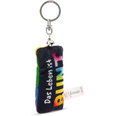 NICI Sleutelhanger mini pluche kussen "Das Leben ist bunt 8cm met belletje" Treyer-metgezel voor rugzak of tas, sleutelhouder voor klein en groot 62124 NICI Sleutelhanger mini pluche kussen "Das Leben ist bunt 8cm met belletje" Treyer-metgezel voor rugzak of tas, sleutelhouder voor klein en groot 62124